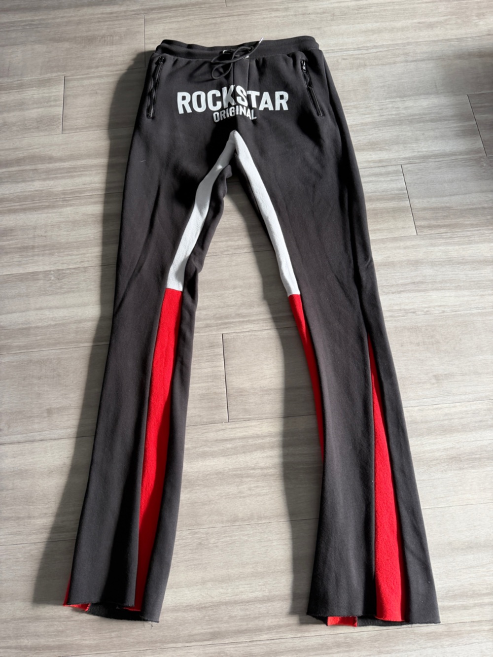 Rockstar Original Black Joggers with White & Red Strip (XL) Skinny